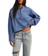 フリーピープル レディース アウター ニット・セーター ハーフジップ Free People Celeste Quarter Zip Stand Collar Long Sleeve Knitop Bのサムネイル