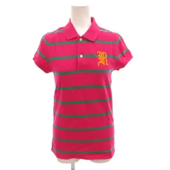 ラルフローレン ラグビー RALPH LAUREN RUGBY ポロシャツ 鹿の子 フレンチスリーブ ワッペン ボーダー M ピンク /FFのサムネイル