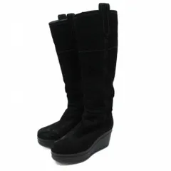ジャンヴィトロッシ Gianvito Rossi ロングブーツ ウェッジソール ハイヒール スエード 厚底 プラットフォーム 36 黒 ブラックのサムネイル