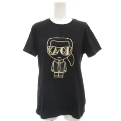 カールラガーフェルド KARL LAGERFELD Tシャツ S 黒 ブラック 半袖 プリント ラウンドネック /ML ■IBO91のサムネイル