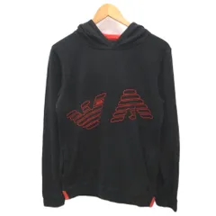 アルマーニ ジュニア ARMANI Jr パーカー フーディー プルオーバー ロゴプリント 166cm 黒 ブラック 赤 レッド 6Y4M03 4JECZ ■IBO100のサムネイル