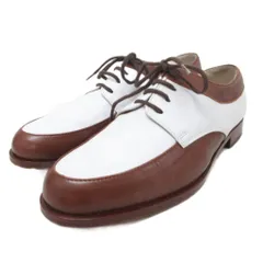 バーニーズニューヨーク BARNEYS NEW YORK Uチップ レザーシューズ 革靴 ドレスシューズ レースアップ バイカラー 36.5 茶 ブラウン 白 ホワイト ■IBO96のサムネイル