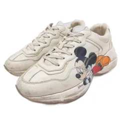 グッチ GUCCI × DISNEY ディズニー Rhyton Mickey Mouse Sneaker スニーカー ローカット シューズ プリント 37.5 ベージュ ■IBO100のサムネイル