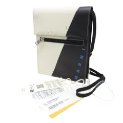 マルニ MARNI タグ付き トライベッカ TRIBECA ショルダーバッグ バイカラー ロゴプリント 黒 ブラック アイボリー SBMQ0036A2のサムネイル