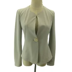 アルマーニ コレツィオーニ ARMANI COLLEZIONI 美品 ノーカラージャケット ブルゾン ナイロン 38 ライトグレー 0607のサムネイル