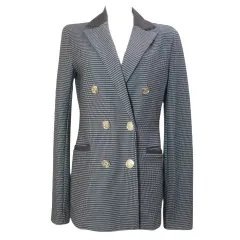 エンポリオアルマーニ EMPORIO ARMANI メタルボタン ダブルブレスト ジャケット ジャージー素材 36 日本サイズS相当 ネイビー系 IBO92 /Xのサムネイル