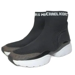 マイケルマイケルコース Michael michael kors ROBBIE BOOTIE ソックススニーカー ブーティ シューズ 靴 5.5M 約22.5cm 黒 白 茶 IBO92 /Xのサムネイル