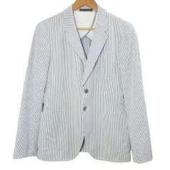 ピーエスポールスミス PS Paul Smith シアサッカー テーラードジャケット ストライプ コットンシルク シングル 背抜き S ブルー ホワイト /Xのサムネイル
