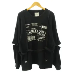 シャリーフ SHAREEF 19SS スウェット トレーナー プリント ベルト 長袖 2 黒 ブラック 0612のサムネイル