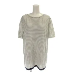 エルメス HERMES ボーダーＴシャツ カットソー M 白 ホワイト グレー ボートネック 半袖 /AP ■GY62のサムネイル