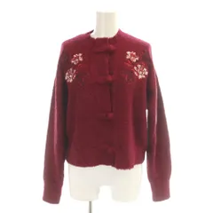 ヴィヴィアンタム VIVIENNE TAM 花刺繍カーディガン 38 ワインレッド 花柄刺繍 長袖 チャイナボタン 15275171 /AP ■GY62のサムネイル
