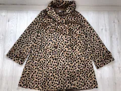 スコットクラブ SCOT CLUB レオパード ヒョウ柄 起毛 フェイクファー ボリュームカラー コート ジャケット レディース M 茶色黒のサムネイル