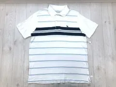 Eddie Bauer エディーバウアー トラッド スポーツ パターンボーダー 鹿の子 半袖 ポロシャツ 白 M メンズ コットン100%のサムネイル