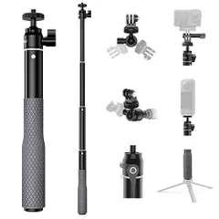 【TELESIN】 防水自撮り棒 アルミ合金 360度回転 19cm-61cm 収納式 1/4"アダブター 食塩霧試験合格品 耐浸食 持ち運びに便利 防水 滑り止めハンドル Goproに適用 Hero12/11/10/9/8/7/6/5/4/3、DJI Oymのサムネイル