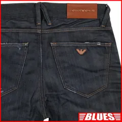 EMPORIO ARMANI エンポリオアルマーニ W30 デニムパンツ 濃紺 ダメージ加工 古着 メンズ デニム_ウエスト78cmから82cm一覧←SEULB屋着古← NR5102のサムネイル
