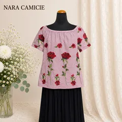 NARA CAMICIE ナラカミーチェ ローズ刺繍 オフショルダー ブラウス II 夏のサムネイル
