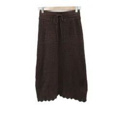 ジルバイジルスチュアート JILL by JILLSTUART ニットタイトスカート FR ダークブラウン 透かし編み ロング丈 /HO62 ■GY70のサムネイル