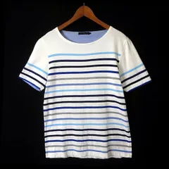 ユニオンステーション UNION STATION メンズビギ Tシャツ カットソー マルチボーダー ボートネック 半袖 M 白 ホワイト マルチカラーのサムネイル