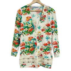 BLUMARINE(ブルマリン) カーディガン サイズI 40 レディース - アイボリー×ピンク×マルチ 長袖/花柄のサムネイル