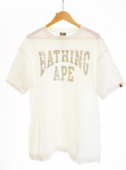 アベイシングエイプ A BATHING APE BAPE メタリック柄 ロゴプリントTEE Tシャツ ホワイト Lサイズ 103MT-5023
