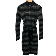 theory luxe(セオリーリュクス) コート サイズ038 M レディース - 黒×ライトグレー 長袖/カシミヤ/ボーダー/ロング丈/秋/冬のサムネイル