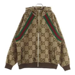 GUCCI (グッチ) Zip-Up Jumbo GG Pattern Hooded Polyester Blouson ジップアップ ジャンボ フーディブルゾン ベージュ 713974 XJETIのサムネイル