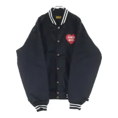 HUMAN MADE (ヒューマンメイド) NYLON STADIUM JACKET ハートプリント ナイロン スタジアムジャケット ブラック HM30JK038のサムネイル