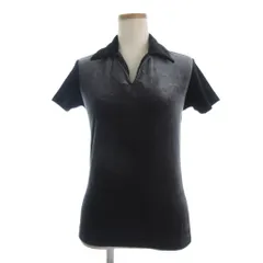 アルマーニエクスチェンジ A/X ARMANI EXCHANGE シャツ ブラウス プルオーバー 半袖 ベロア ベルデッド スキッパー バイカラー XS 黒 ブラック グレー ☆AA★ ■FFのサムネイル