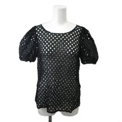 トゥービーシック TO BE CHIC ブラウス 40 黒 ブラック カットワークレース パフスリーブ ラウンドネック 半袖 /NP ■GY08のサムネイル