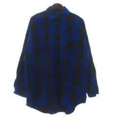 ザラ ベーシック ZARA BASIC シャツ 長袖 チェック 青 ブルー M ■OOMのサムネイル