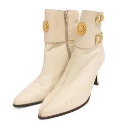 ジャンニヴェルサーチ ヴェルサーチェ GIANNI VERSACE ショートブーツ サイドジップ ヒール ポインテッドトゥ 白 ホワイト 36 ■OOMのサムネイル