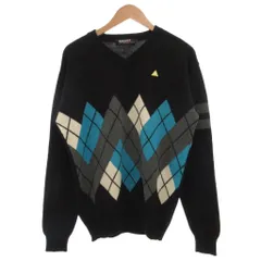ルコックスポルティフ le coq sportif セーター LL 黒 ブラック アーガイル柄 Vネック 長袖 ウール /SC ■ECF007のサムネイル