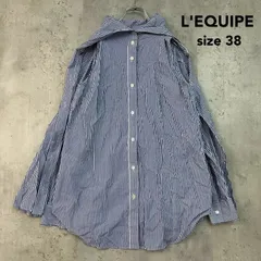 L'EQUIPE レキップ 38 B5521FBL021 タイプライターワッシャー ストライプブロードシャツ ブラウス 長袖 トップス ケープカラー スタンドカラー 綿 コットン 日本製 BIGI ビギ ブルー ホワイト ★ ■◇のサムネイル