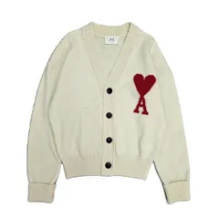ami alexandre mattiussi アミアレクサンドルマテュッシ アミ パリス Ami Paris アミパリ ロゴ メリノウールフェルトカーディガン カーディガン BFUKC002.018 メンズ S ウール ホワイト 中古のサムネイル