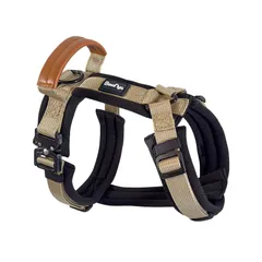 【獣医師推奨】BowNya Cauda, 犬 ハーネス 首に優しい レザーハンドル 気管虚脱 金属バックル 小型 中型 大型犬 心地 - KOKOCHI Harness サンドベージュ Sサイズのサムネイル
