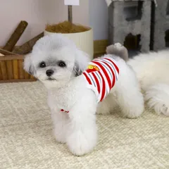 JYIXTN 犬 服 夏用 犬の服 袖なし ペット服 ストライプ ドッグウェア 通気性 抜け毛対策 虫除け (レッド, L)のサムネイル