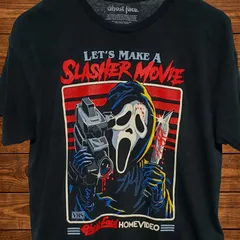 古着 GHOST FACE 半袖Tシャツ スクリーム キャラクター ムービー ホラー ビデオカメラ ナイフ ブラック XL メンズXL ビッグサイズ オーバーサイズ ゆるだぼ アメカジ ストリート US古着のサムネイル