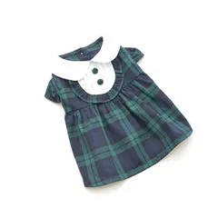 WEILFYONK 犬服ワンピース春夏秋ワンピースチェック柄夏犬ドレスペット服犬服スカート綿製小型犬中型犬かわいいリボン脱毛保護の日焼かない猫服記念撮影ペット服通気散歩お出かけ吸水速乾服 (グリーン, M)のサムネイル