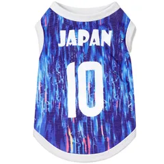 JPETTO犬服 サッカー 可愛い ペット服 犬 服 春夏 tシャツ 小型犬 中型犬 サッカー ユニフォーム 犬の服 猫服 犬コスチューム Ｄカン付き ドッグウェア 薄型 メッシュ 素材 通気 抜け毛対策 冷房対策 日焼け防止 お散歩 お出かけ 0389 JAのサムネイル