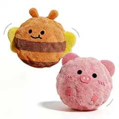 NEBULUME 犬 おもちゃ ボール 音が鳴る 噛むおもちゃ ランダムバウンド ひとり遊び 頑丈 ぬいぐるみ 丸洗いOK ストレス解消 運動不足対策 室内 留守番用 小型犬 中型犬 ペット用 (ピンク＋オレンジ)のサムネイル