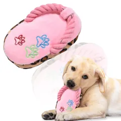 【Re･rawa】犬用おもちゃ ぞうり (ピンク) 噛む 小型犬 ぬいぐるみ 噛む 犬 おもちゃ ストレス解消 運動不足 歯磨き 犬おもちゃのサムネイル