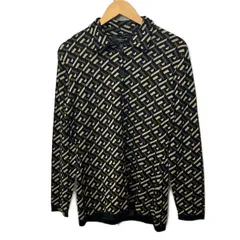 VERSACE(ヴェルサーチ) カーディガン サイズ40 M レディース美品  - 黒×ダークブラウン×ベージュ 長袖/シルクのサムネイル