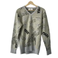 MARK&LONA(マークアンドロナ) 長袖セーター サイズ48 XL メンズ美品  - ライトグレー×アイボリー×シルバー Vネック/ラメのサムネイル
