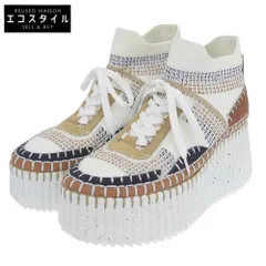 Chloe　クロエ　美品 NAMA ウェッジスニーカー シューズ レディース ホワイト×ベージュ 25.5cm 0323252　39のサムネイル
