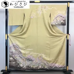 訪問着 桐屋翠山工房 徳永憲峯 美しい辻が花絞り 金通し 枯草色 K-4135のサムネイル