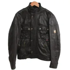 ベルスタッフ Belstaff ライダースジャケット シングル  カウレザー 裏地総柄 40 黒 ブラックのサムネイル