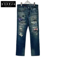 HYSTERIC GLAMOUR　ヒステリックグラマー　02191AP06 ブルー ダメージ デニム転写パンツ　Sのサムネイル