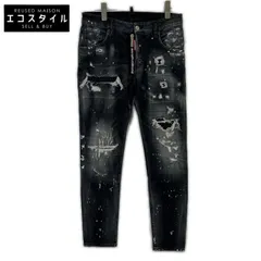 DSQUARED2　ディースクエアード　S74LB0997 21年製 ブラック Jeansy Skater Jean スケータージーン ペイント加工スキニーデニムパンツ　42のサムネイル