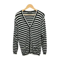 DOLCE&GABBANA(ドルチェアンドガッバーナ) カーディガン サイズ44 L レディース - ライトグレー×黒 長袖/シルク/ボーダーのサムネイル