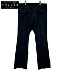 YvesSaintLaurent　イヴサンローラン　ブラック コットン セミフレアパンツのサムネイル